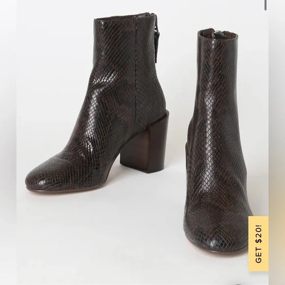 Dolce Vita — Cyan Espresso Snake Print Leather Ankle Booties; Size 7.5 - Picture 4 of 14